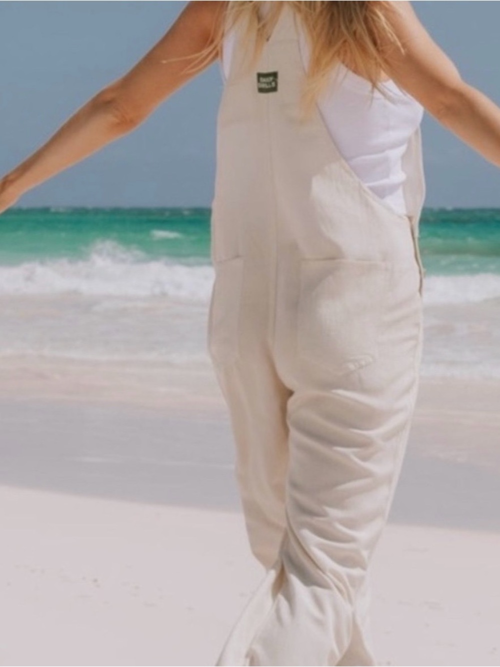 Daily Drills Cream Relaxed-Fit Overalls Jumpsuit